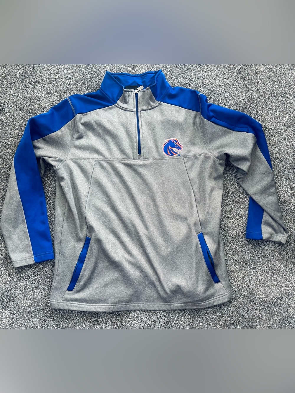 BOISE STATE MEM’S 3/4 Zip-Up Pullover | GRY/BLUE | LG |